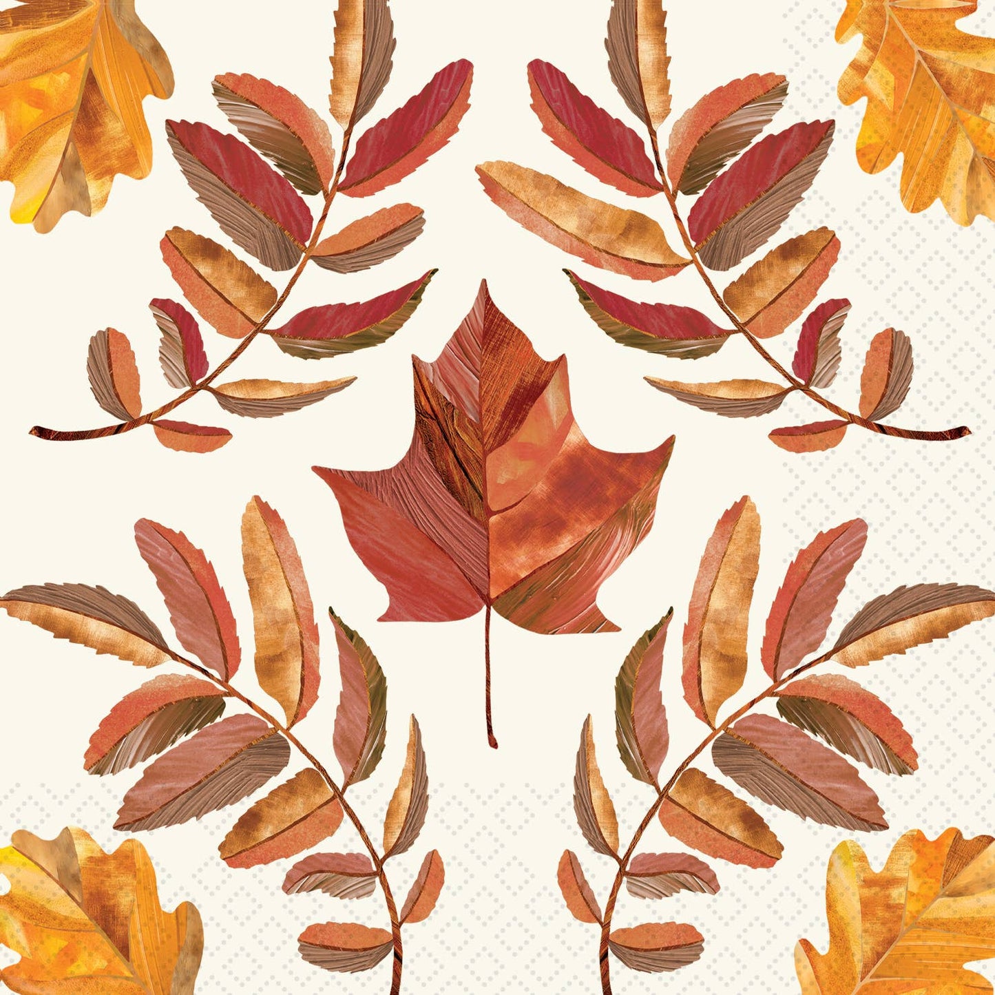 Falling Leaves Tile Cocktail Napkins - Fall Autumn