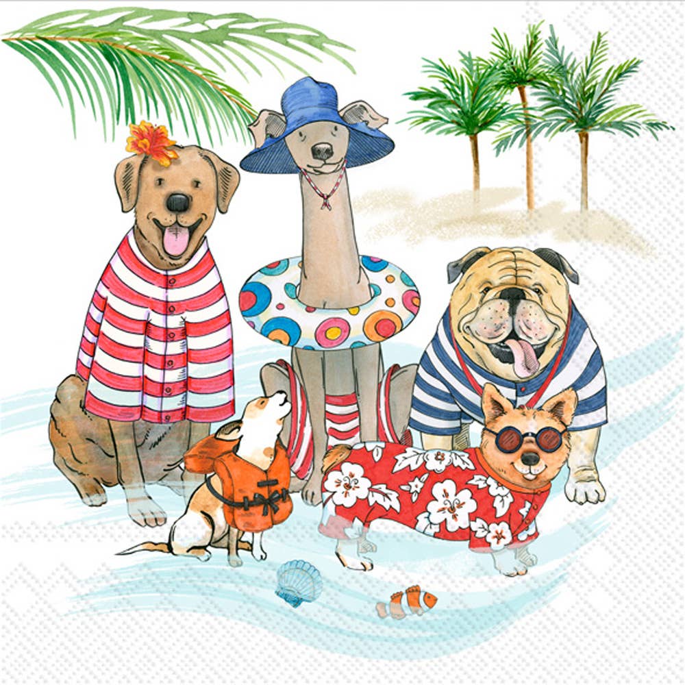 Beach Dogs Paper Cocktail Napkins