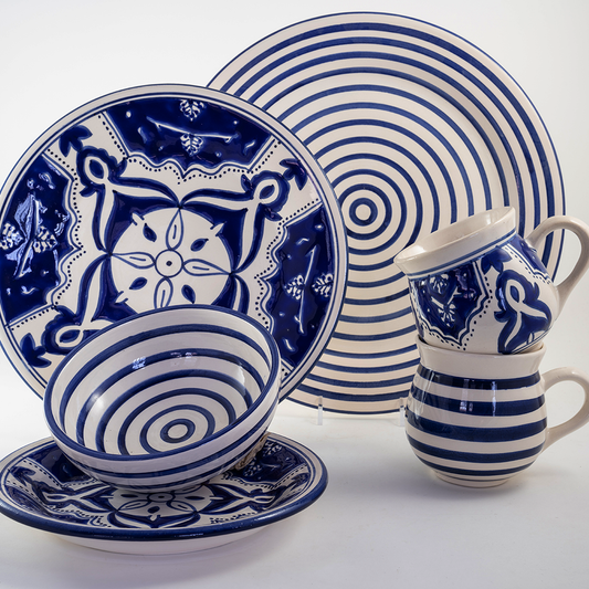 Cobalt Stripe Round Platter