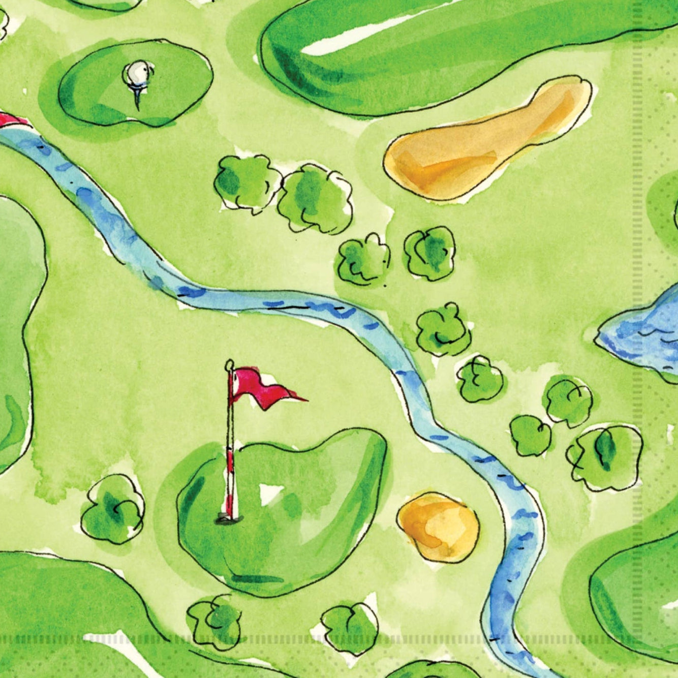 Golf Course Paper Cocktail Napkins
