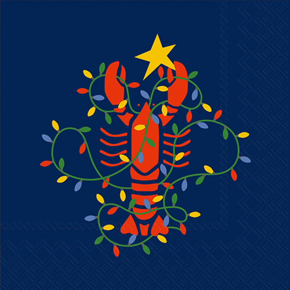 Paper Cocktail Napkins Lobster Lights Christmas