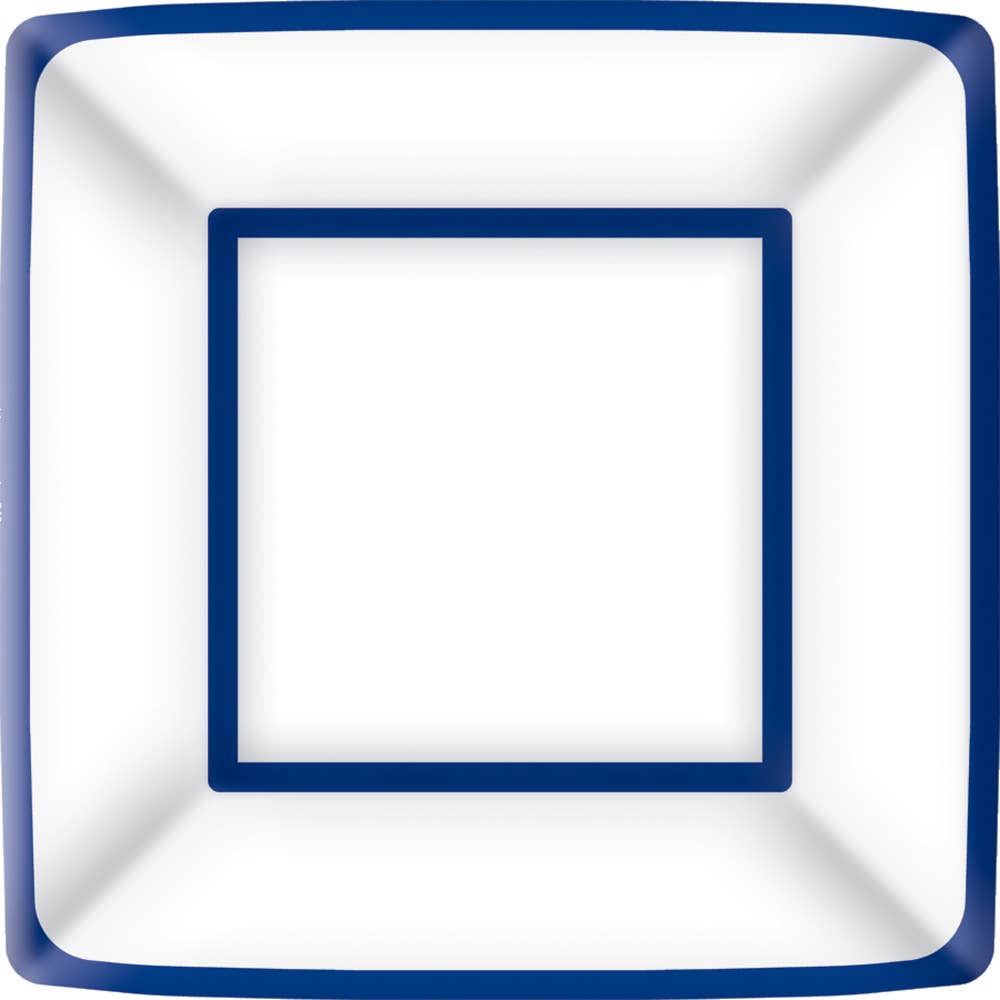 White & Blue Square Paper Plate