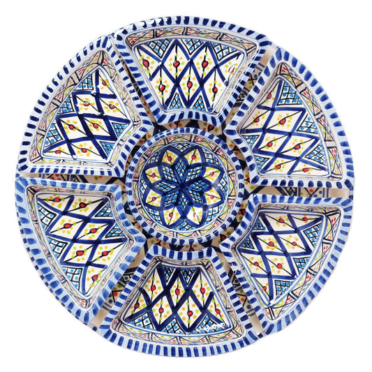 Dark Blue Rosette Tapas Ceramic Server, Platter