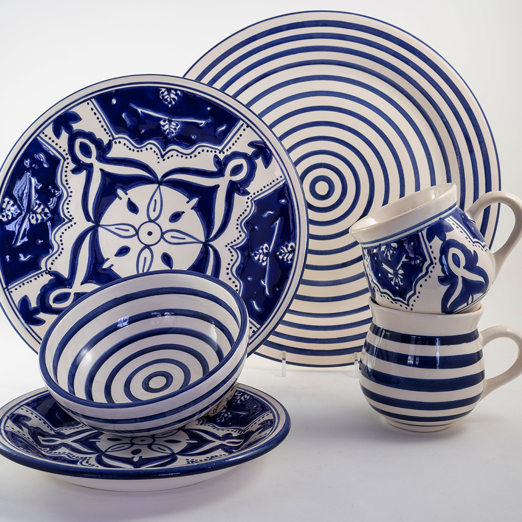 Cobalt Stripe Round Platter
