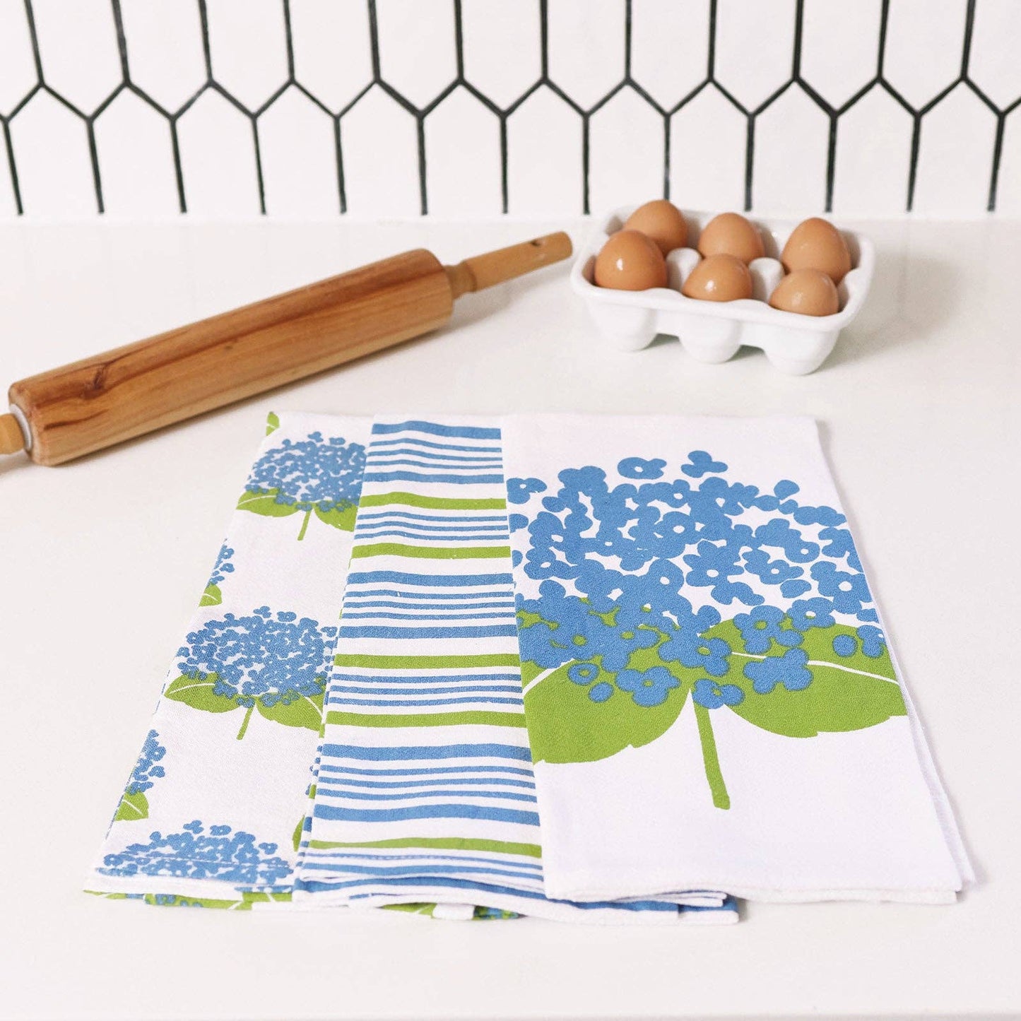 Hydrangea Cotton Kitchen Towels