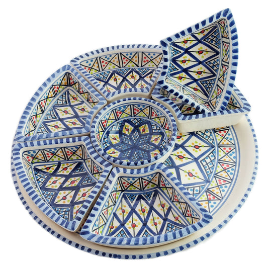 Dark Blue Rosette Tapas Ceramic Server, Platter