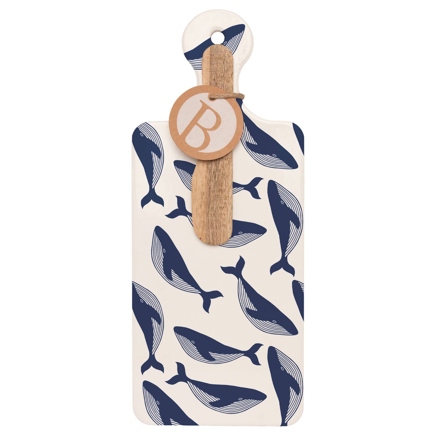 Whales CUTErie Personal Cheese Board & Wood Spreader Set