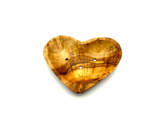 Olive Wood Heart‑Shaped Soap Dish