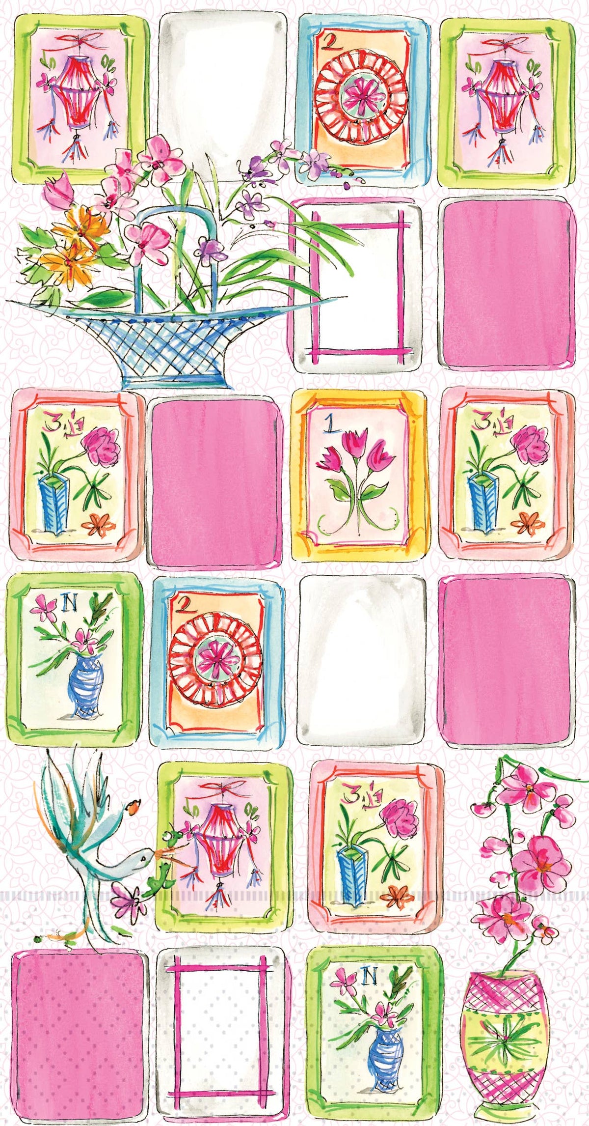 Mahjong Pink Rosanne Beck Paper Guest Towels 16ct