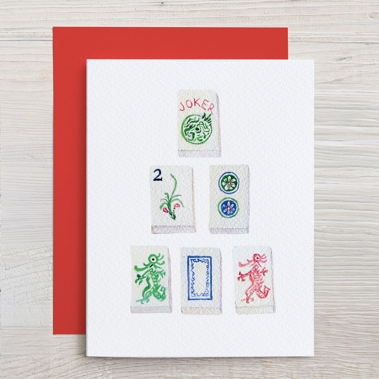 Mahjong Watercolor Note Card Set