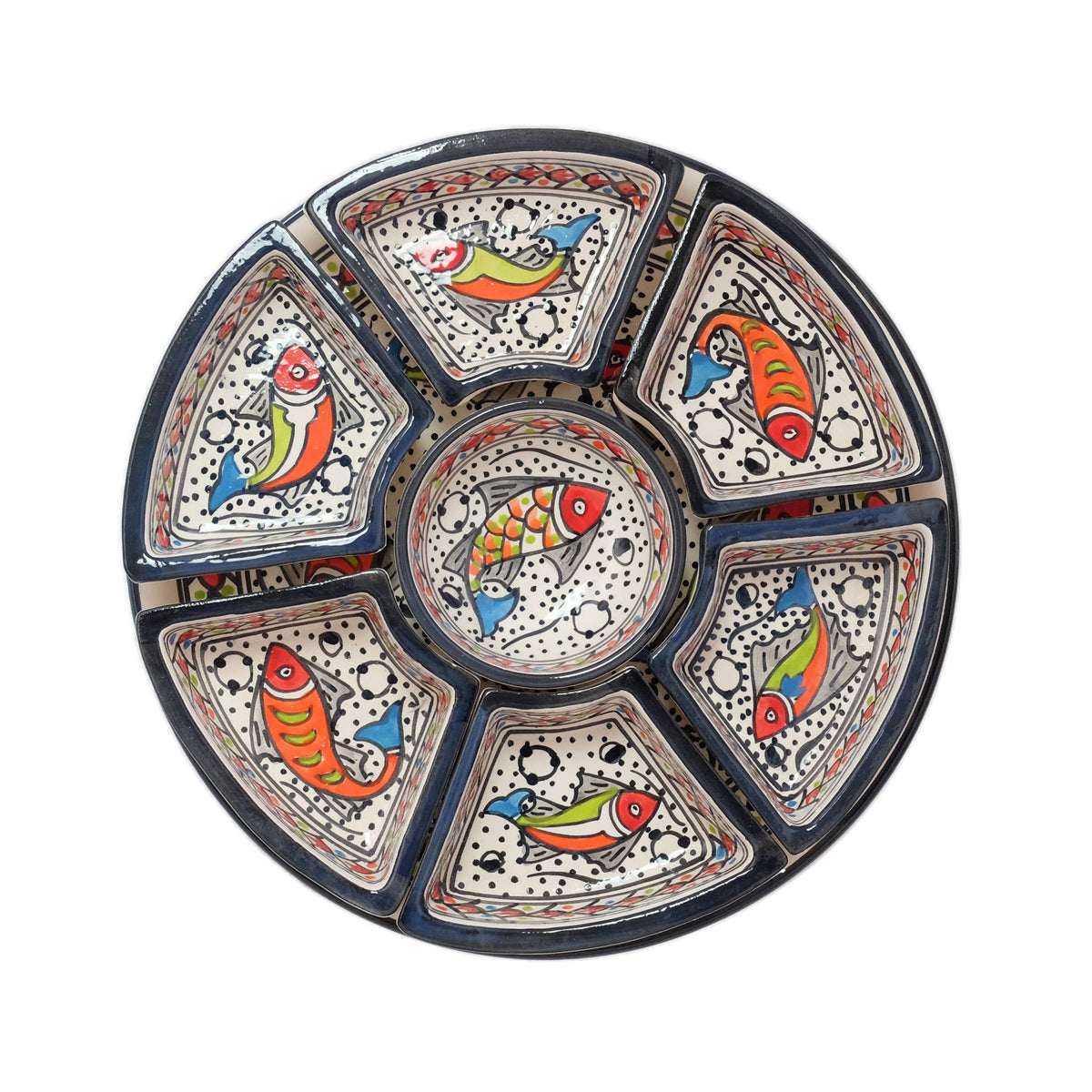 Rainbow Fish Ceramic Tapas Chip & Dip Server, Platter