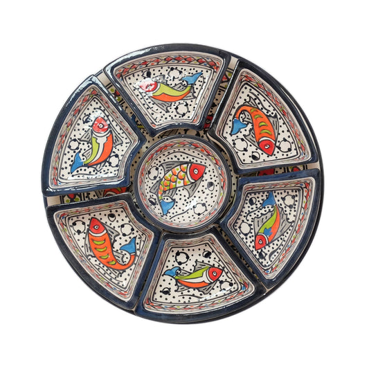 Rainbow Fish Ceramic Tapas Chip & Dip Server, Platter