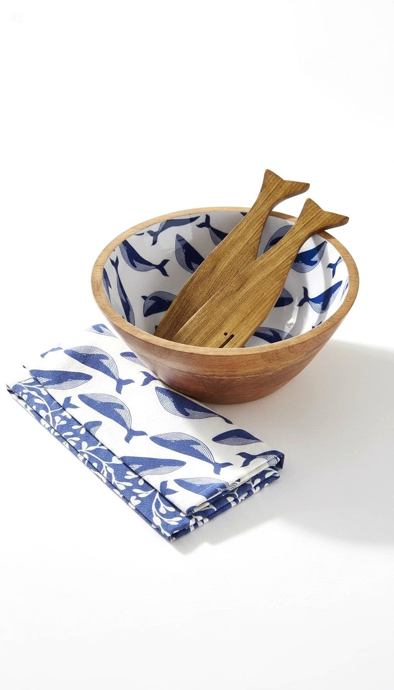Whale Salad Bowl Gift Set