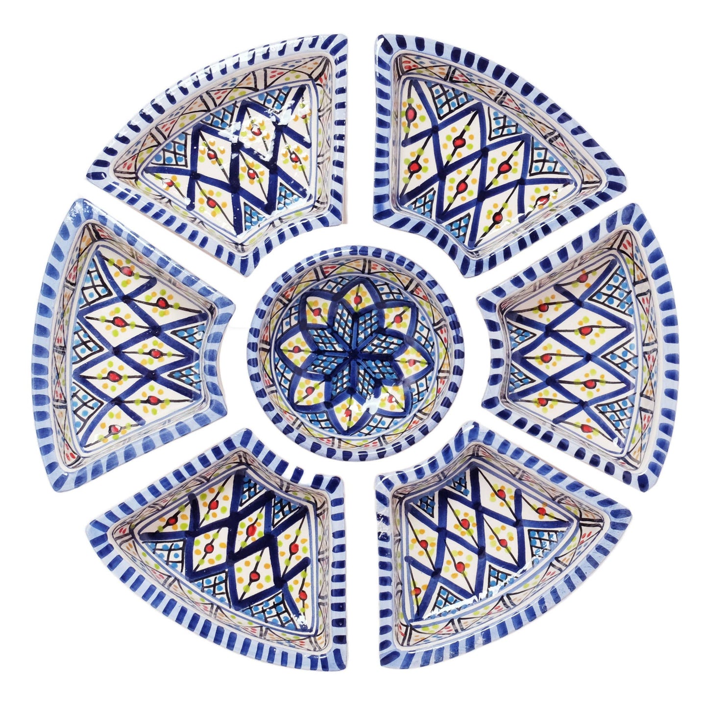 Dark Blue Rosette Tapas Ceramic Server, Platter