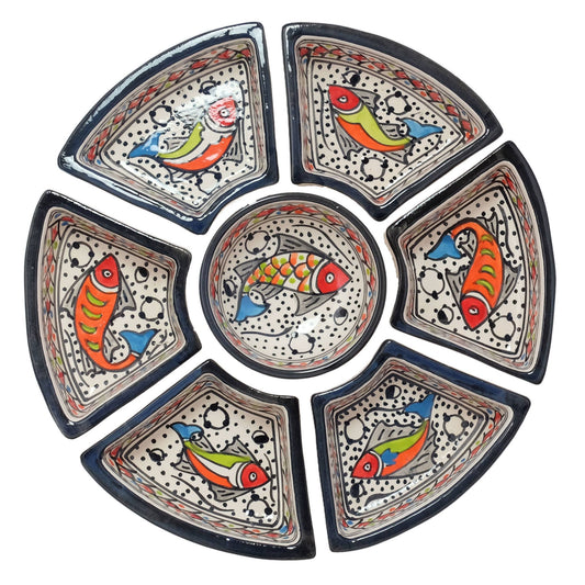 Rainbow Fish Ceramic Tapas Chip & Dip Server, Platter