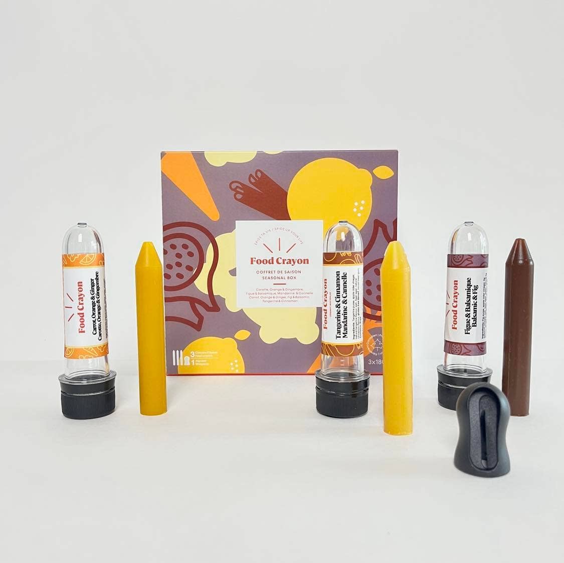 Food Crayon Seasonal - Fig, Carrot Orange Ginger, Tangerine