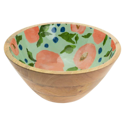 Peaches Design Mango Wood Bowl