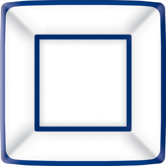 White & Blue Square Paper Plate