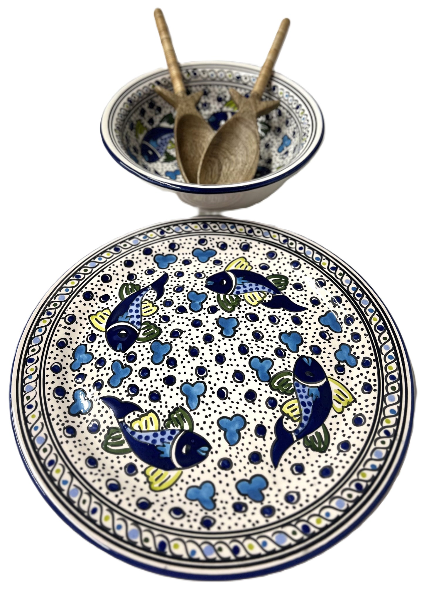 Mediterranean Coastal Fish Desgin Salad & Serving Platter Set