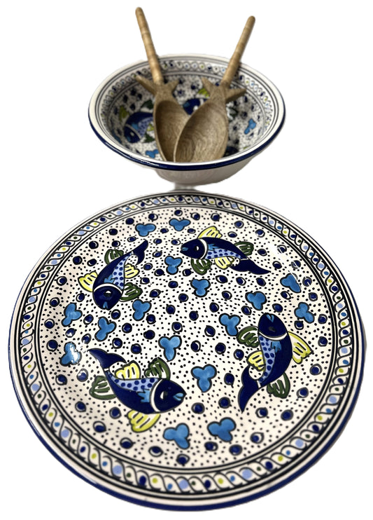 Mediterranean Coastal Fish Desgin Salad & Serving Platter Set